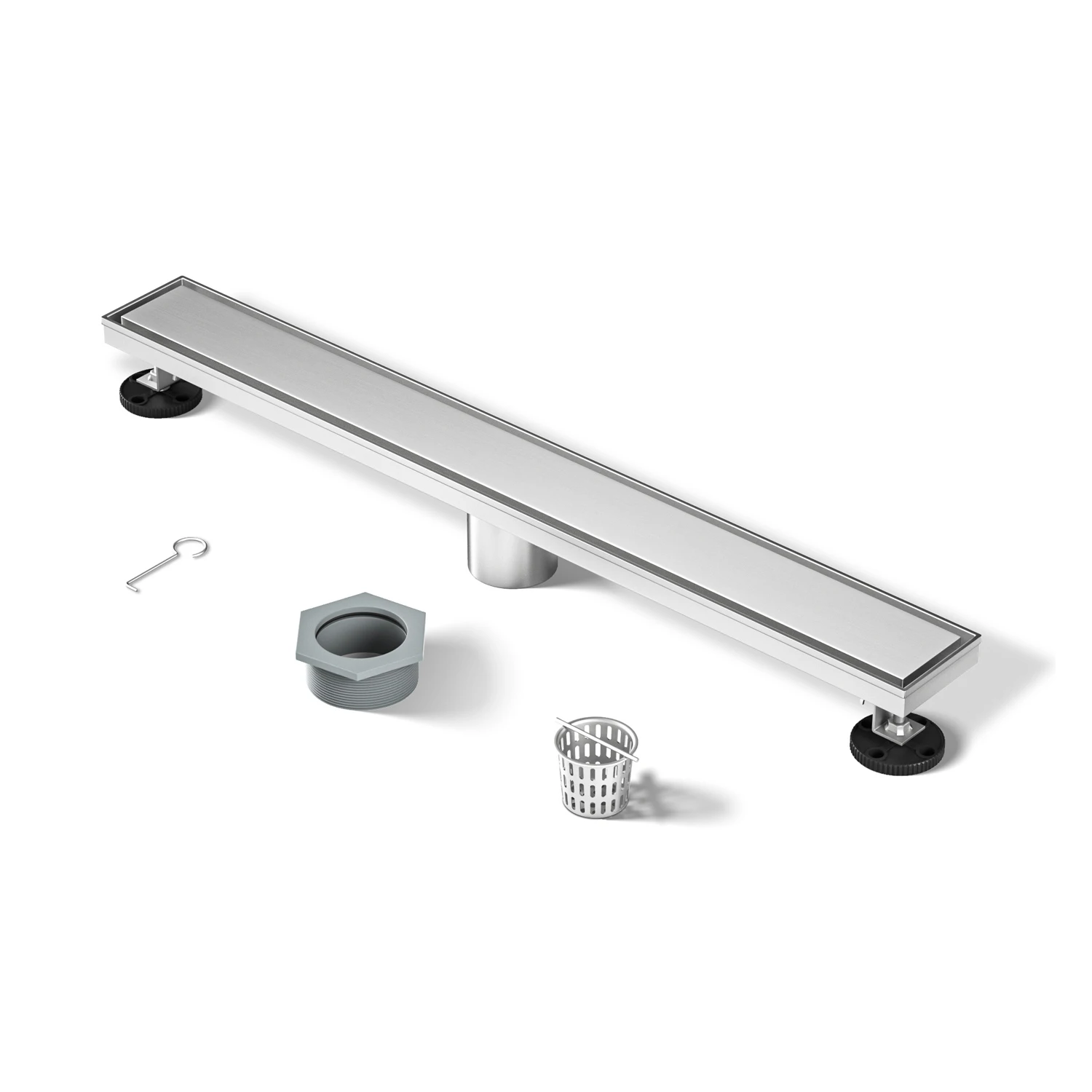 Modern Customizable 304 Stainless Steel Tile Insert Long Rectangle Linear Invisible Floor Drain for Bathroom Shower-Custom