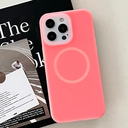 Fluorescent Jelly Liquid Silicone Phone Case For iPhone 17 16 15 13 12 11 14 Pro Max Plus For Magsafe Wireless Charging Cover