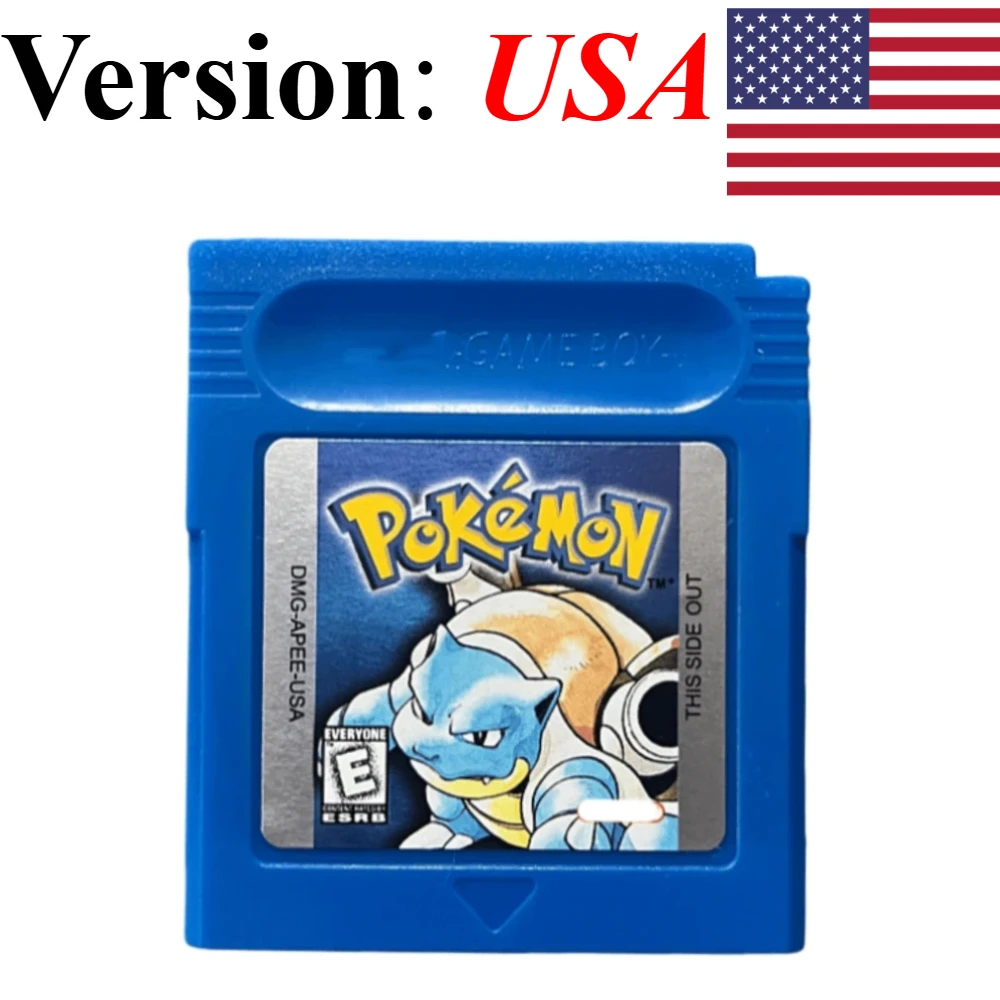 7 Pokémon 16-Bit GBC Spielmodule in Rot, Blau, Grün, Gold, Silber, Kristall, Französische/Spanische/Deutsche/Englische Version