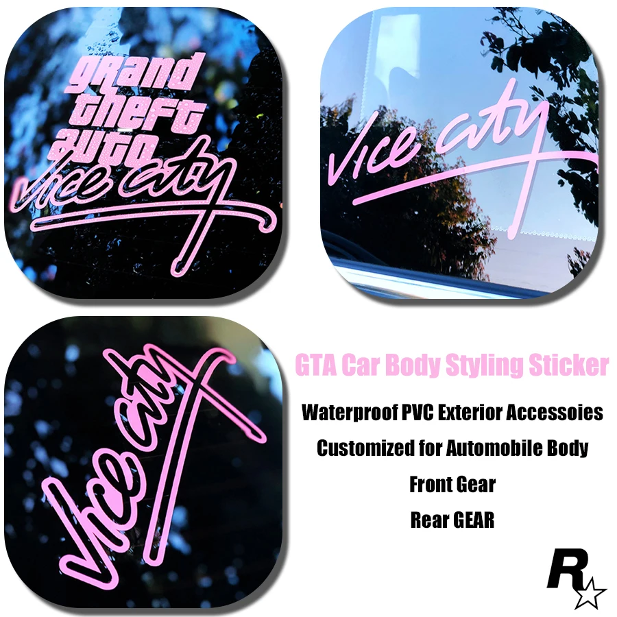 Car Stickers Gta Vice City Logo Windshield Decorative Decals Personality Creative Stickers For Automobile Exterior Accessories