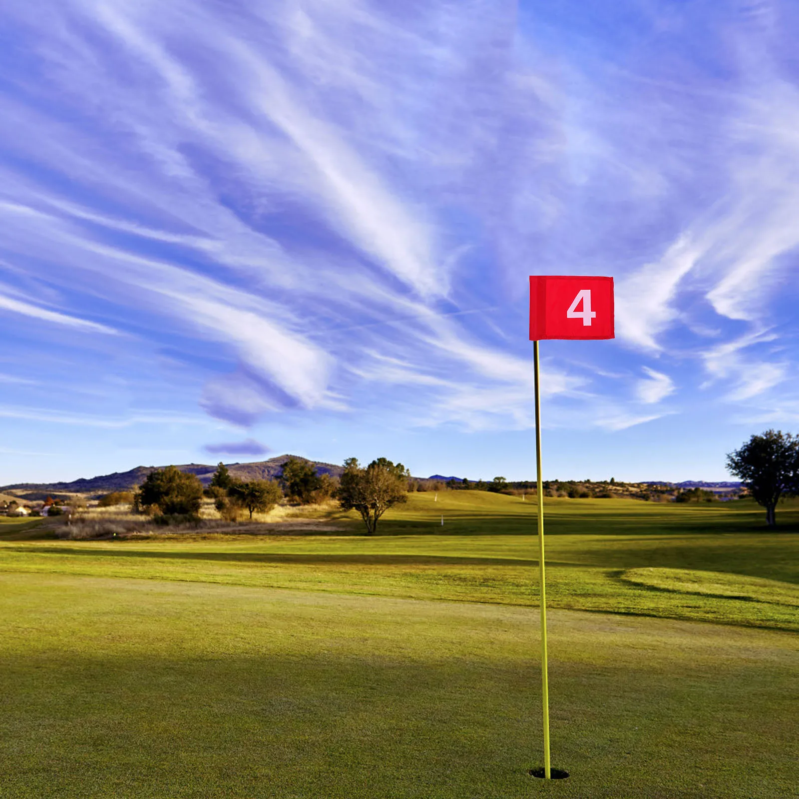 

4 Pcs Golf Flags Numbered Red 1-4 Dye Colored Lightweight Portable Outdoor Practice Putting Green Wear-resistant