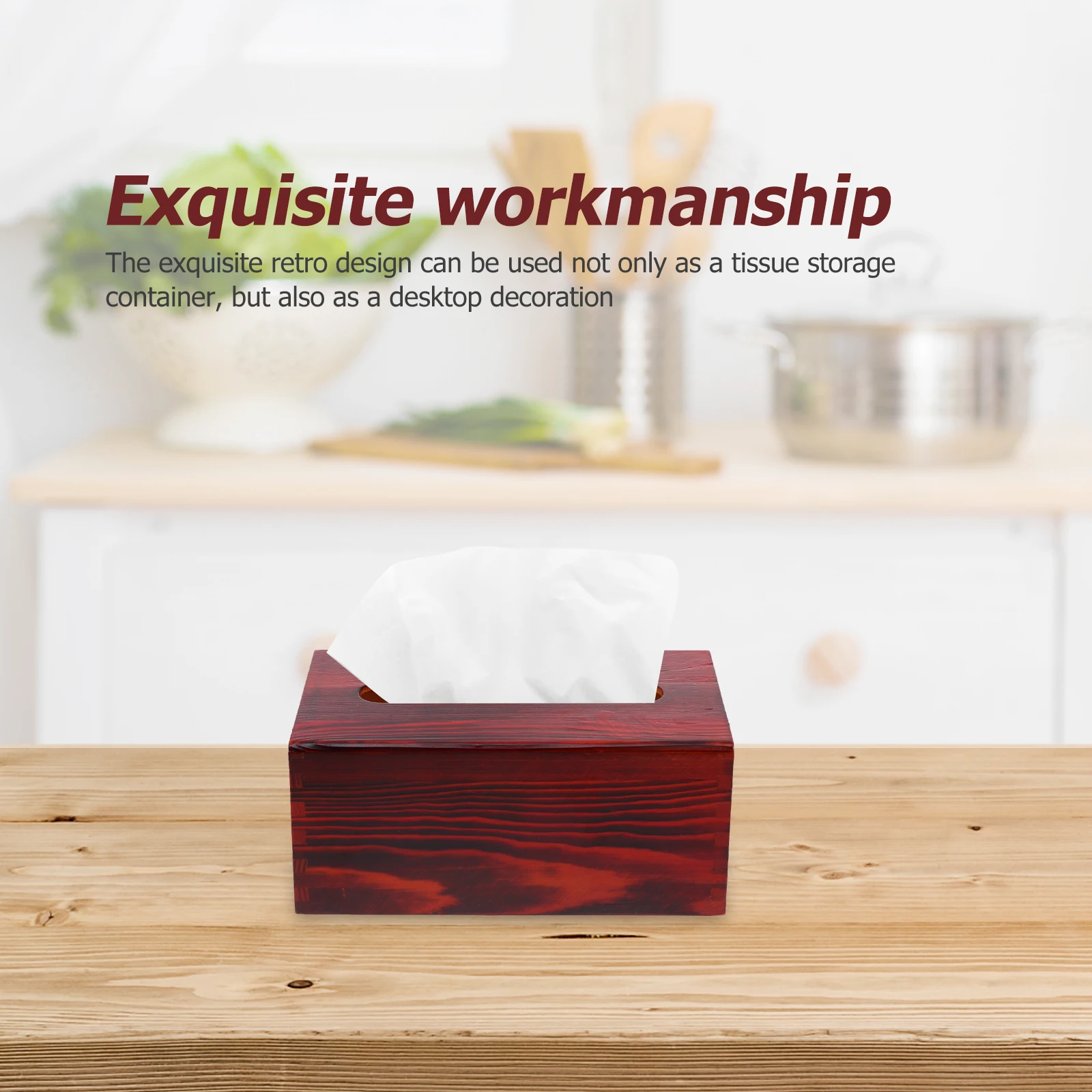 

1pc Wooden Vintage Tissue Box Retro Chic Napkin Container For Living Room Tissue Storage Case Paper Holder Decorative Household