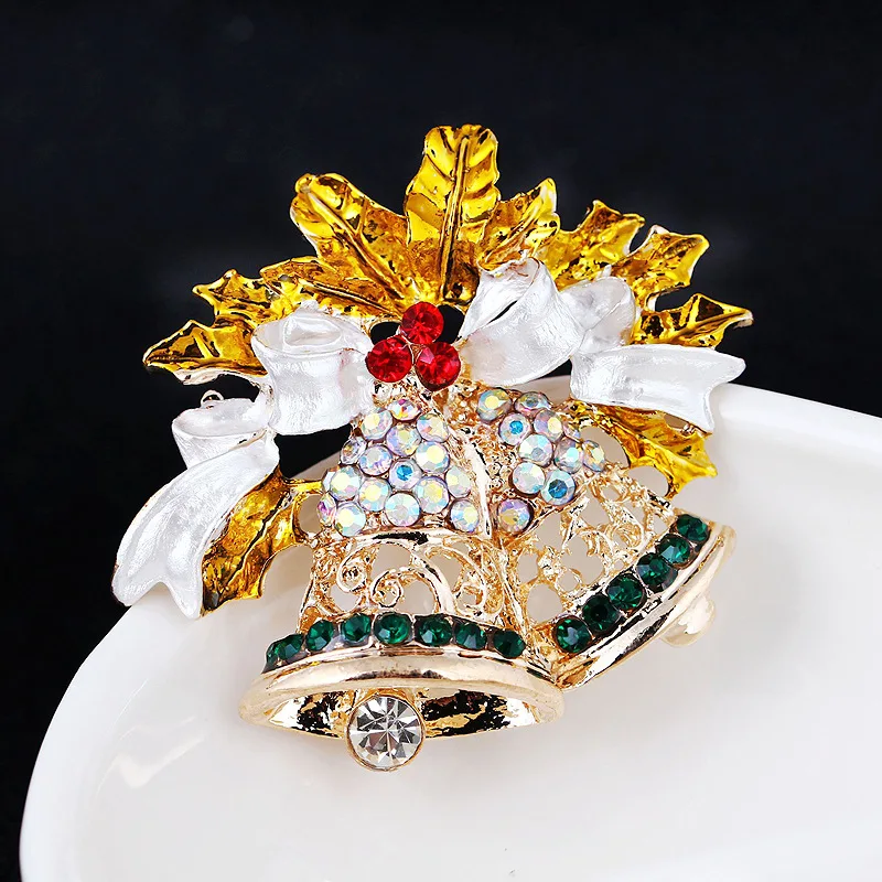 Fashion Simple Christmas Enamel Bell Brooch Women Men Clothing Pins Jewelry
