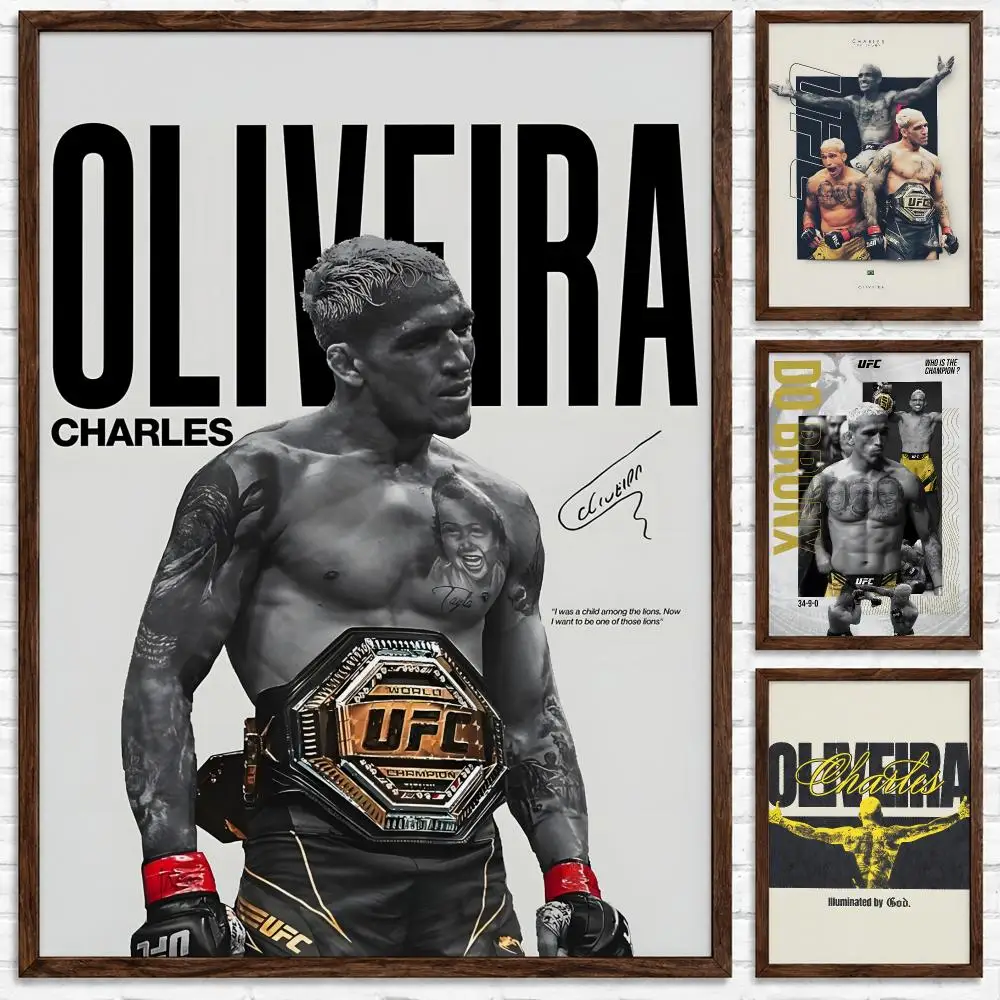 Elite Brazilian MMA Fighter Charles Oliveira Poster Self‑Adhesive Waterproof Wall Art Home Decor