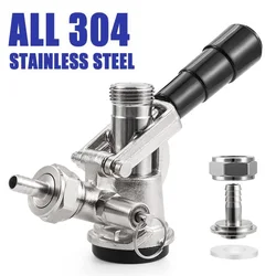100% 304 Stainless Steel Keg Coupler, Kegerator Sankey S/D System Draft Beer Dispenser Bottling Tap with Barb & Push in Fitting