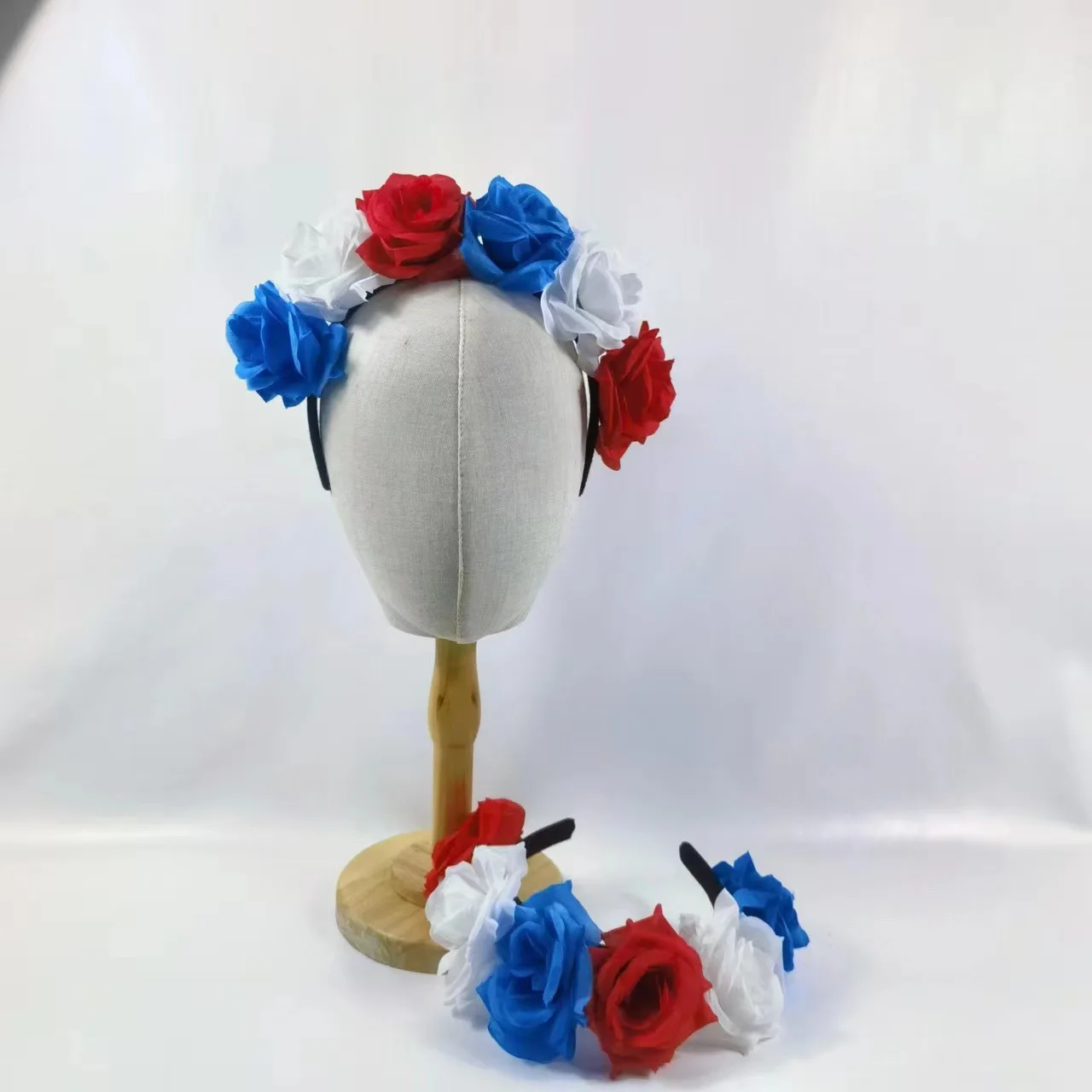 2024 French National Flag Accessories Hairband Blue White Red Rose Flower Headband Party Celebration