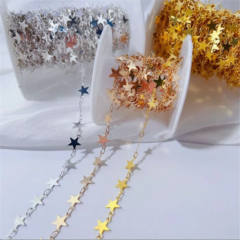 1 Meter New Creative Star Link Chains for Diy Necklace Jewelry Findings Making Accessories Extend Tassel No Fade Copper Chain