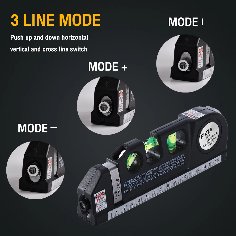 4 In 1 Multipurpose Laser Level Line Tool Laser Measure Line Cross 8ft+ Measure Tape Ruler Adjusted Standard and Metric Rulers