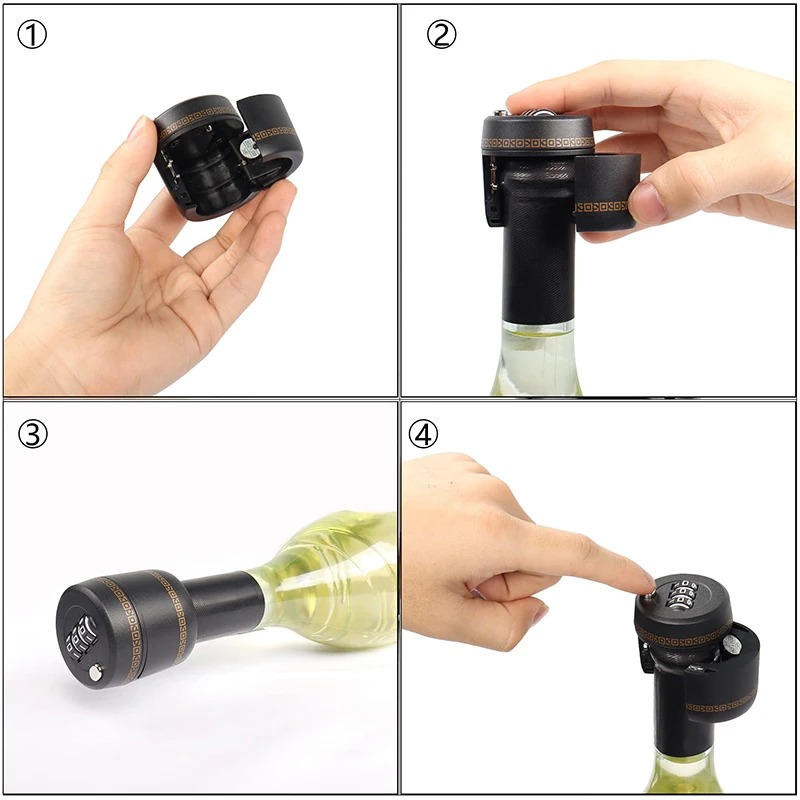 Wine Bottle Lock Cap, Soda Lock Cap Liquor Bottle Locking Caps, Password Bottle Security Cap Plastic Wine Bottle Tops image 3