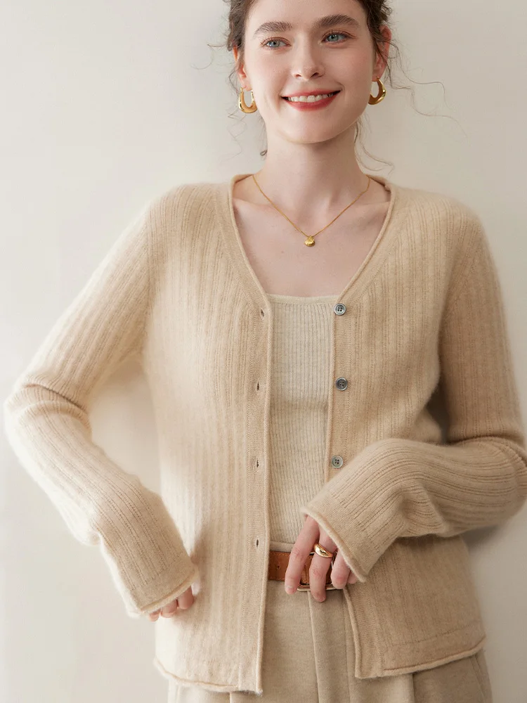 

TLOML шикарный женский 100% кашемировый свитер с v-образным вырезом и пуговицами, кардиган на осень-зиму, мягкие теплые высококачественные офисные женские удобные топы