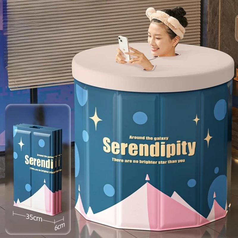 ‌Foldable Bathtub for Adults & Kids - Large Portable Spa Bath Tub with Insulation, Deep soaking tub for Home use