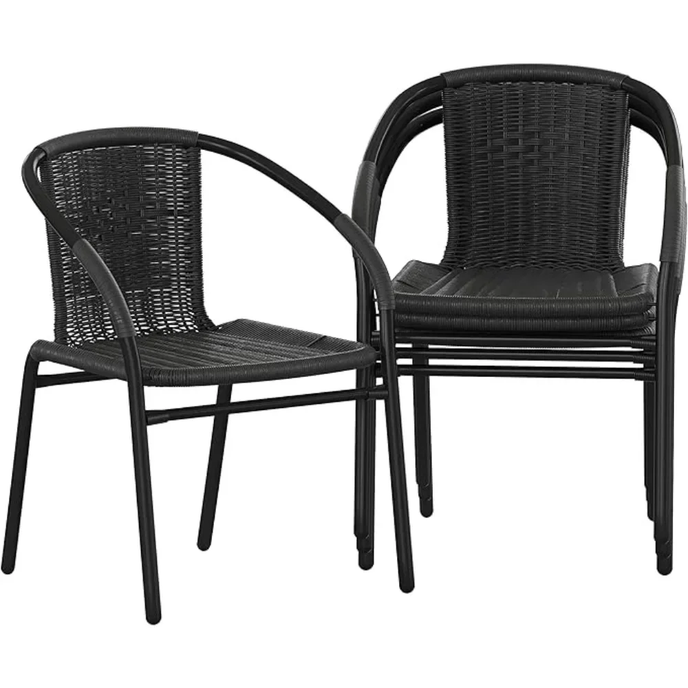 

Lila 4 Pack Beige Rattan Indoor-Outdoor Restaurant Stack Chair | Versatile and Stylish Seating garden furniture