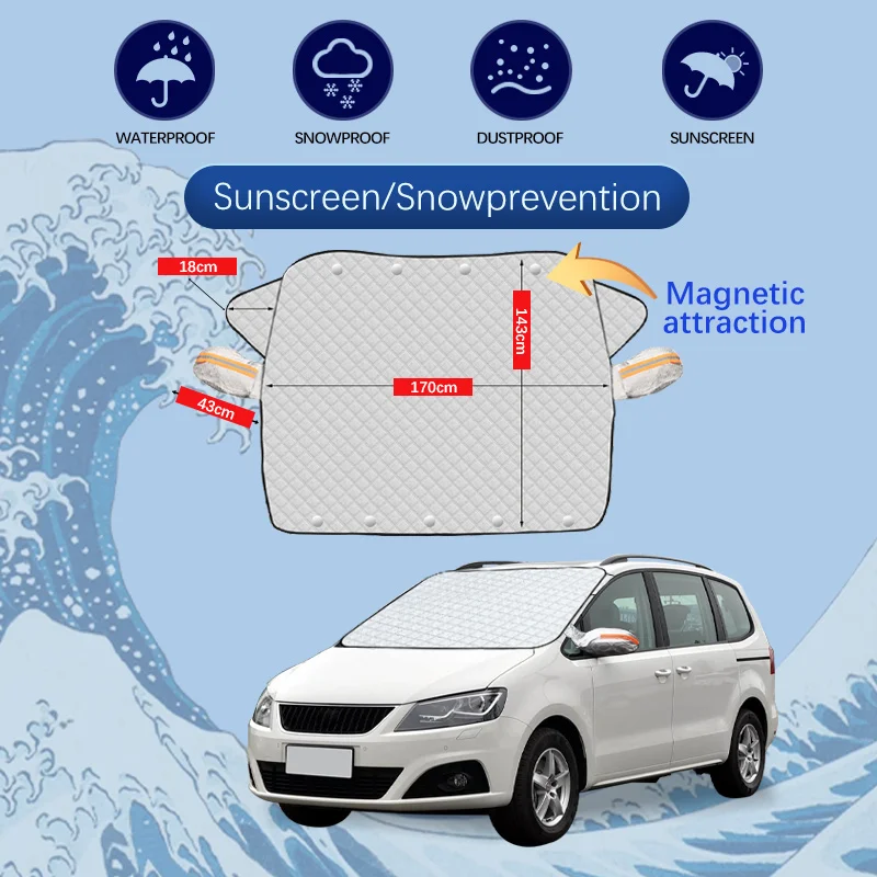 

For SEAT Alhambra MPV Car Winter Windshield Snow Cover Frost Protection Anti-ice Front Windscreen Cover