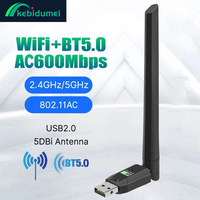 Kebidumei WIFI USB Bluetooth 5.0 Adapter AC600 Network Card Dongle 2.4G 5G 802.11AC Signal Reception For PC/Laptop Driver Free
