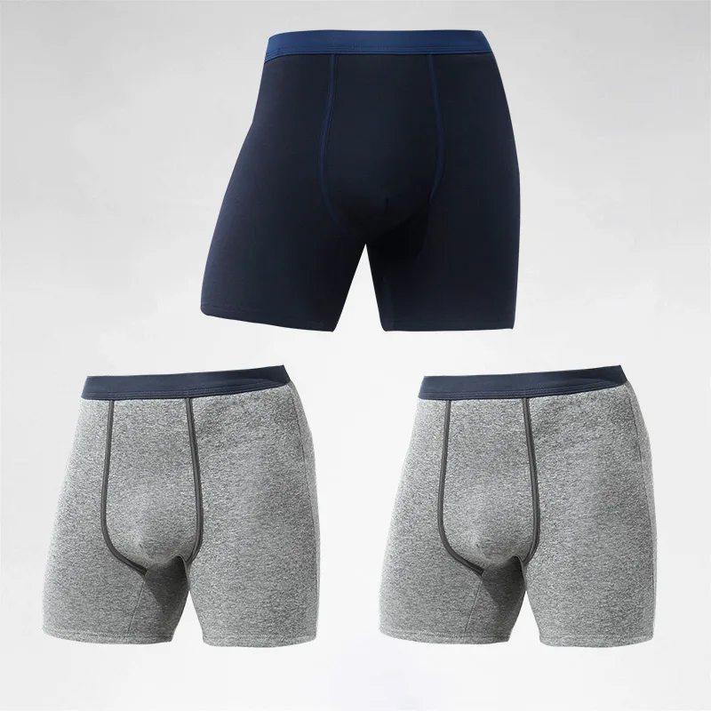 

3pc Men's warm underwear men's velvet and thick anti-wear leg extended boxer shorts autumn and winter middle aged boxer shorts
