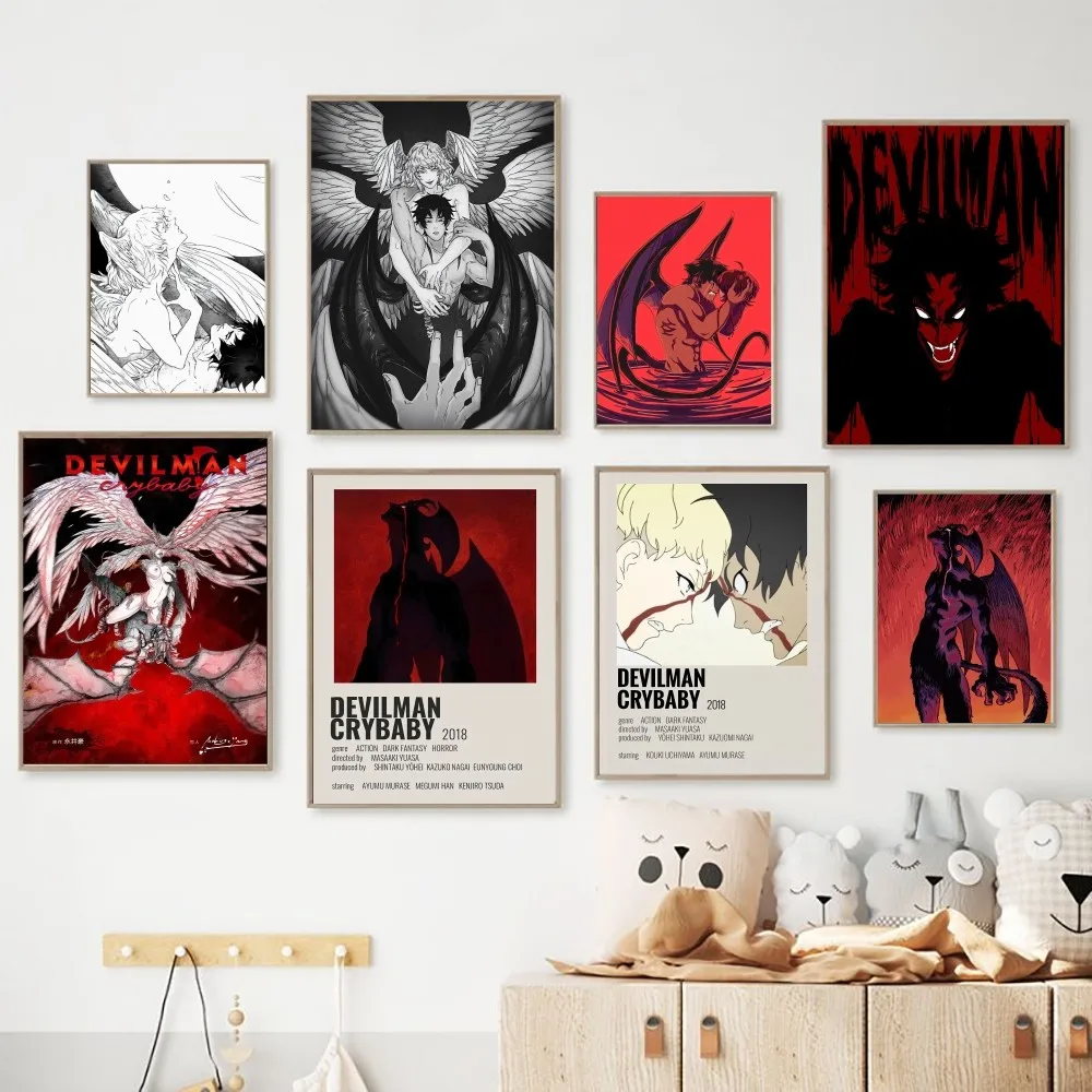 Anime D-Devilman C-Crybaby Poster Posters Kraft Paper Vintage Poster Wall Art Painting Study Aesthetic Art Small Wall Stickers