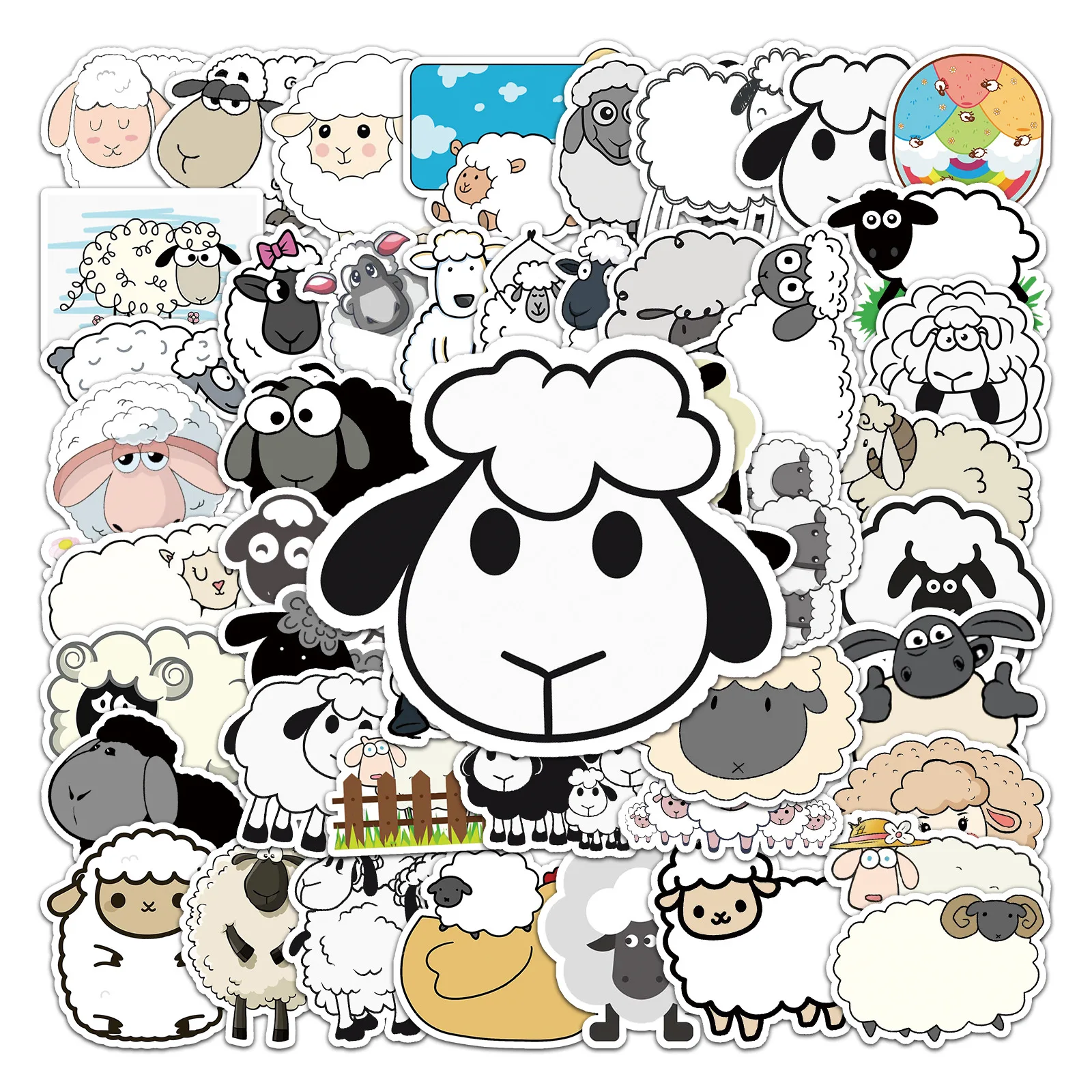 50PCS Cute Lamb Personality Cartoon Animal Graffiti Waterproof Sticker Suitcase Notebook Stationery Box Water Cup