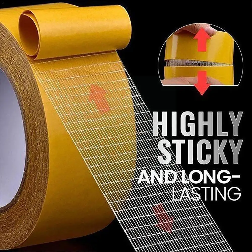 Double Sided Tape Heavy Duty Universal High Tack Tape Fiberglass Strips Tape Sticky Adhesive Strong Mounting Mesh Wal M9i1