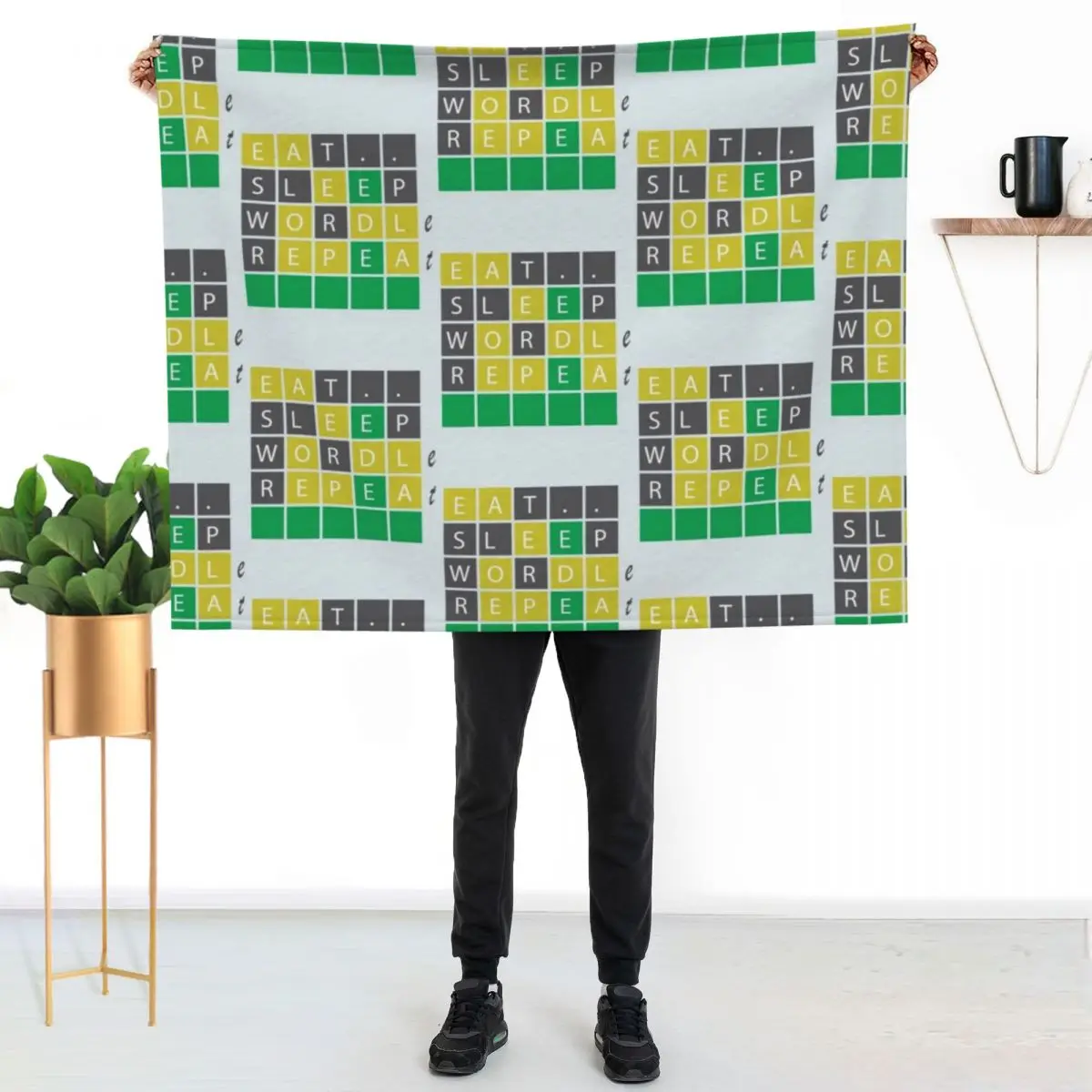 eat sleep wordle repeat, expert wordle, wordle today, wordle obsessed, march birth month, football C Throw Blanket