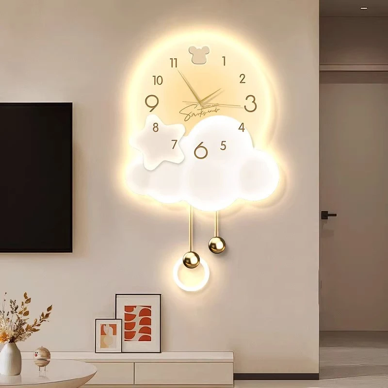 Creative Living Room Interior Aesthetic Wall Clock Modern Cream Wind High-end Wall Clock Cute Orologio Parete Decoration Home