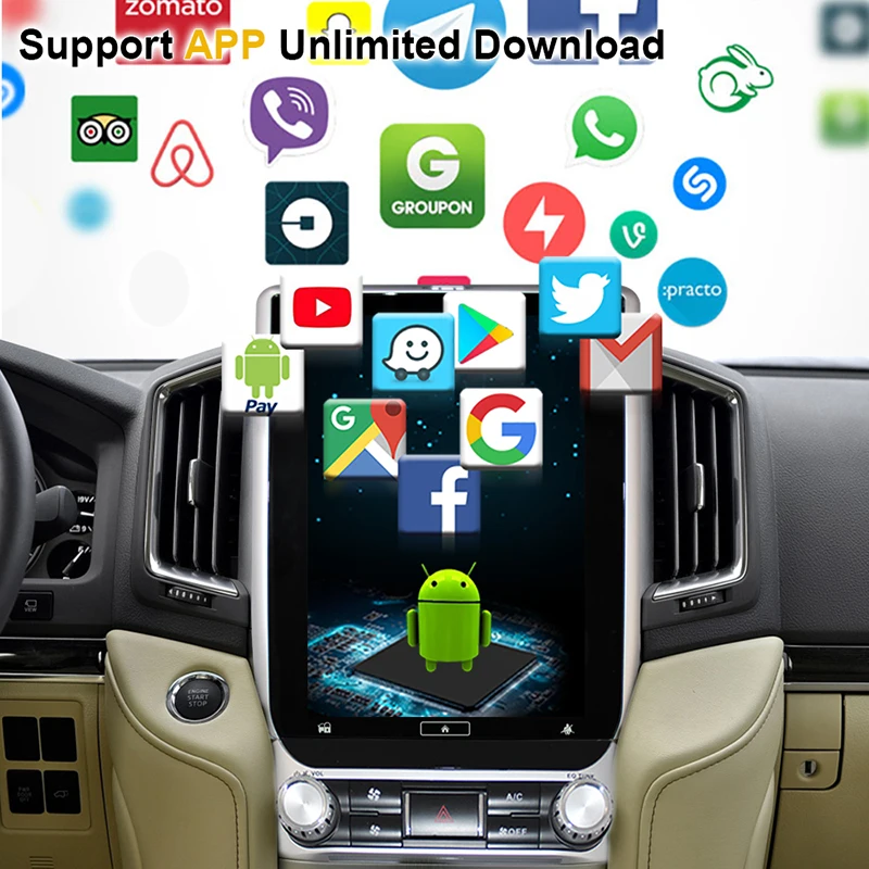 12.1 Inch Android14 Car Radio For TOYOTA Land Cruiser LC200 2016- GPS Navigation 4G WIFI DSP Wireless Carplay Multimedia Player