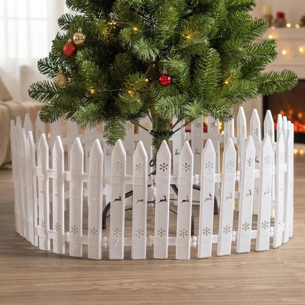 Plastic For Lawn Border Fence 40 pcs for Christmas Tree Area White 11x30cm Garden Yard Holiday Decor Snap Together