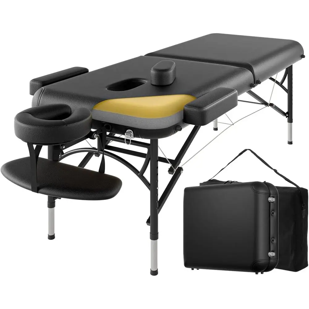 

Профессиональный портативный массажный стол Proional Massage Table Portable 2 old Premium Memory Foam с алюминиевыми ножками, выдерживающий до 1100 фунтов, регулируемый по высоте в 8 положениях, с сумкой для переноски.