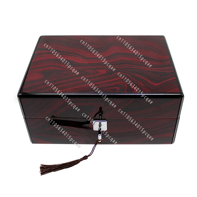 Wooden Watch Box, Large Pattern, High-end Watch Packaging Box, Jewelry with Lock Gift Box, Clock