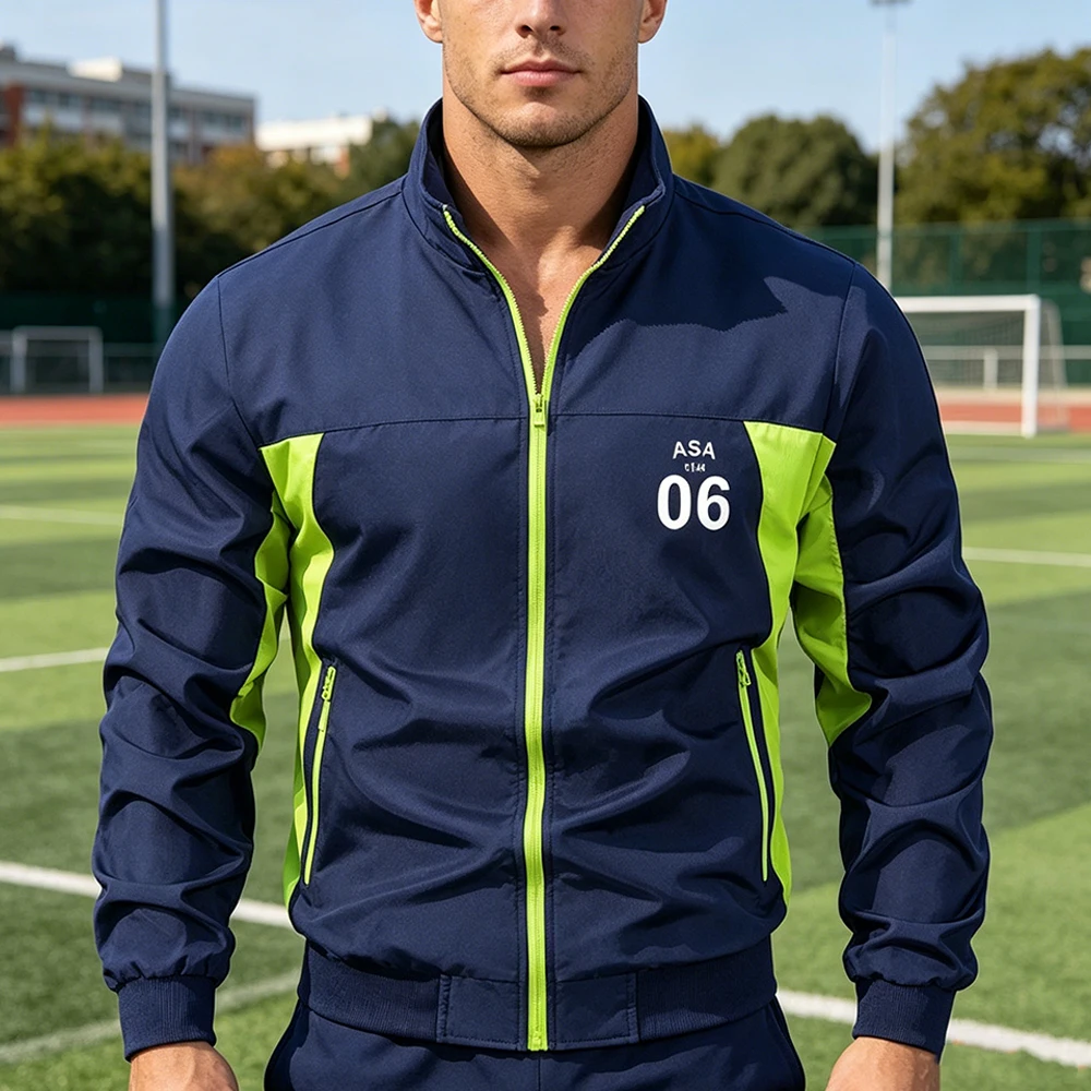 Men's  ASA 06 Print Sports Jacket Windproof Lightweight Full Zip Stand Collar Athletic Track Top for Gym Training Jogging
