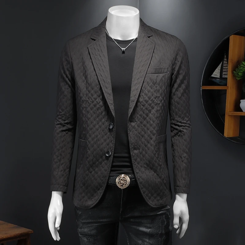 The Main Promotion of New Spring New Casual Suit Jacket Fashion with Honeycomb Dark Grain Comfortable Coat Men's Clothing