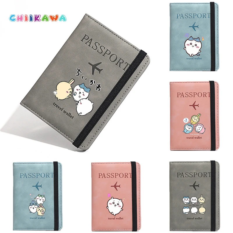 Image 3: Porte-passeport RFID Chiikawas pour femmes et hommes, portefeuille de voyage, organiseur de documents, porte-documents portable imperméable pour filles, cadeau pour passeport