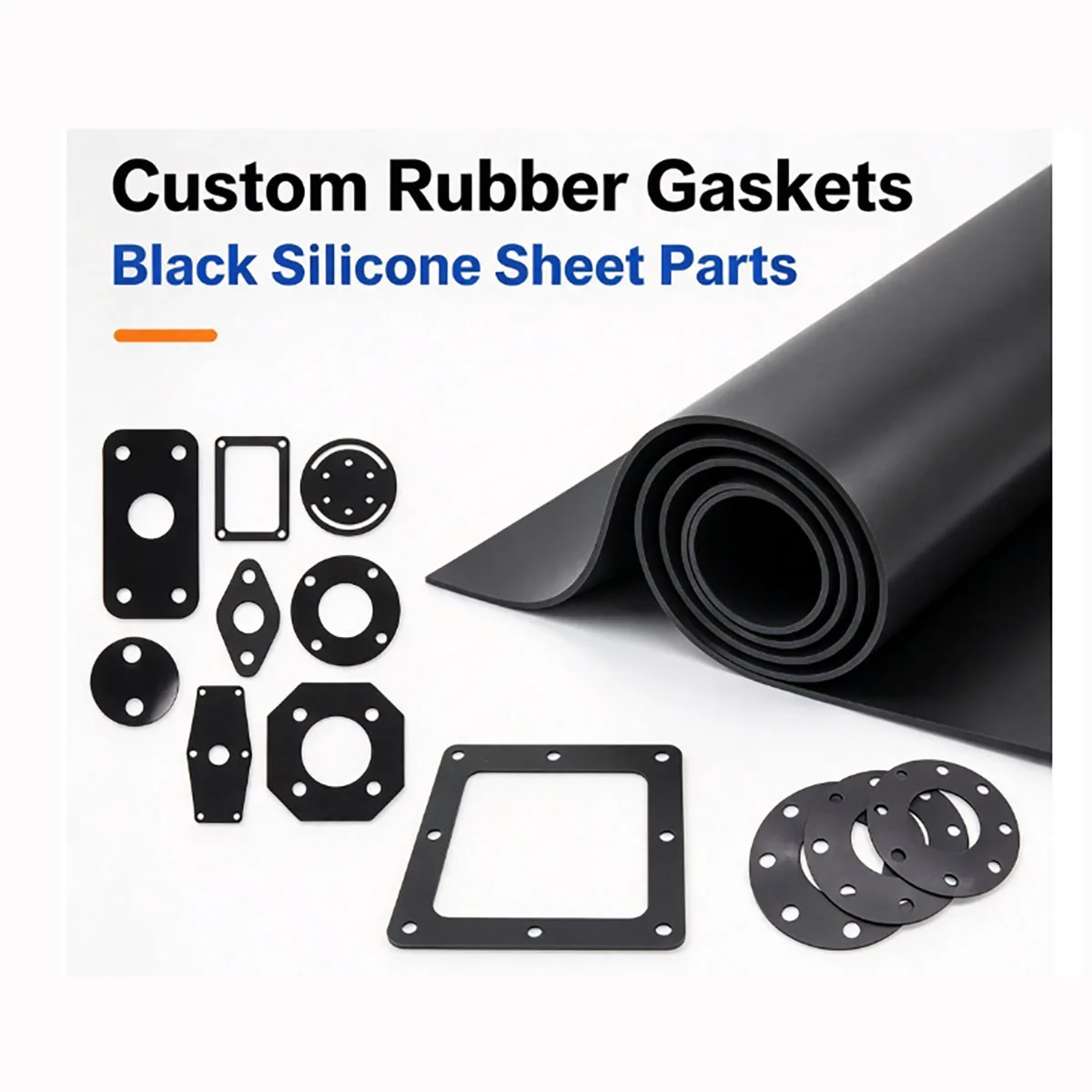 1-15mm Thick Black Fluorosilicone FKM Rubber Sheet, High Temp Resistant Seal Plate for Industrial Gaskets