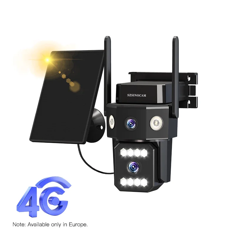 

EU4G Solar Camera Dual Lenses Outdoor 3MP 4K Low Power Battery IP Camera PIR Night Vision CCTV Security Protection