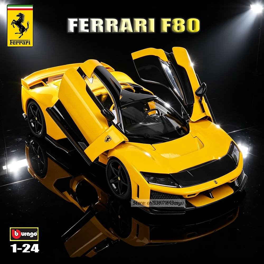 Bburago 1:24 Serie Ferrari LAFERRARI F80 STRADALE, Modelo de Auto de Aleación, Juguete Coleccionable Clásico, Regalo con Interior Exquisito