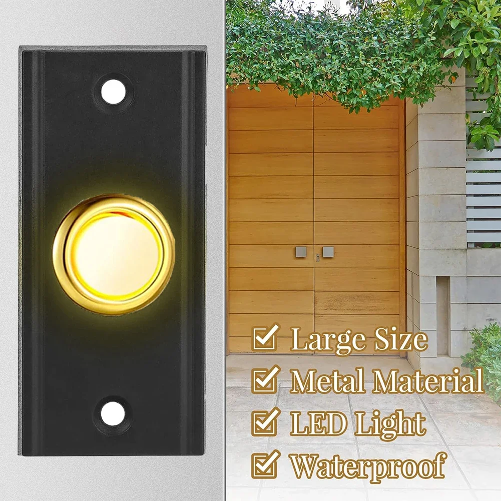 Door Bell Push Button LED Lighted Door Bell Low Voltage Sturdy Metal Material Suitable For Stucco And Wood Wall