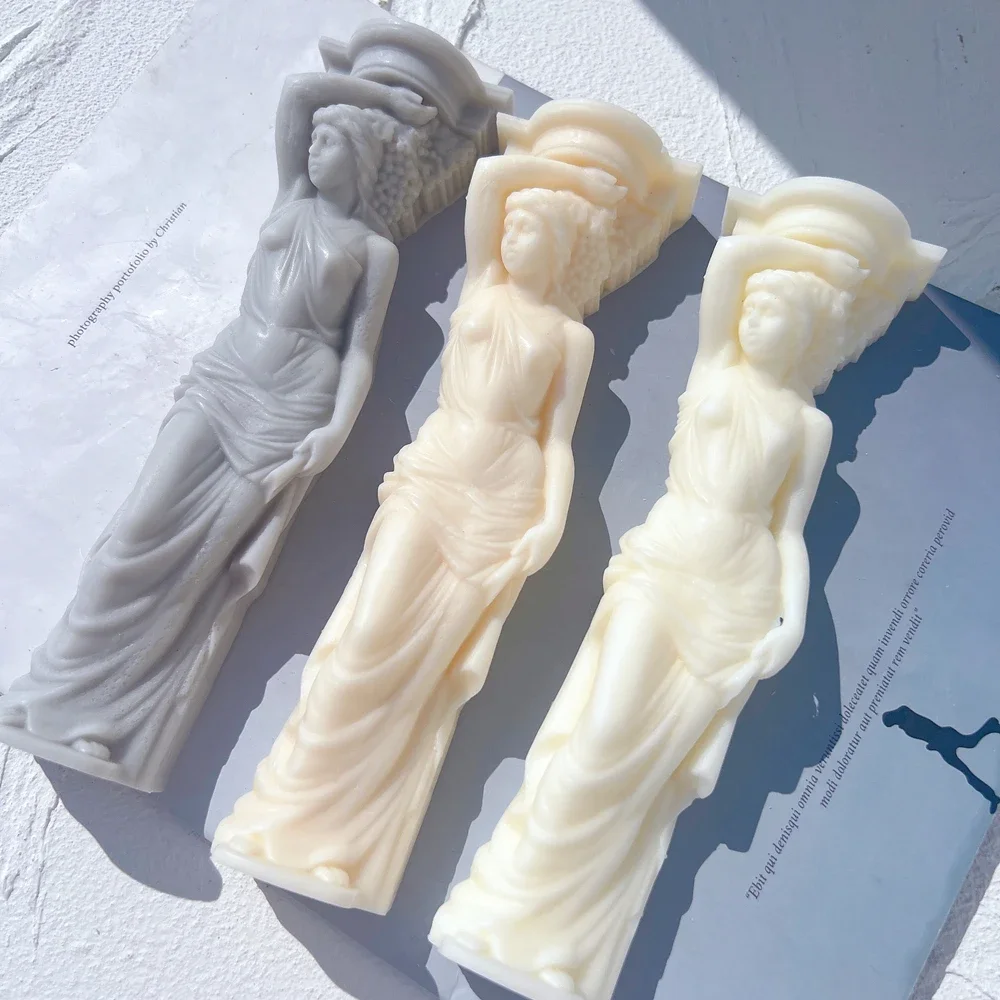 Greek Roman Goddess Bust Silicone Molds Caryatid Statue Candle Mold Greek Art Woman Sculpture Wax Tool