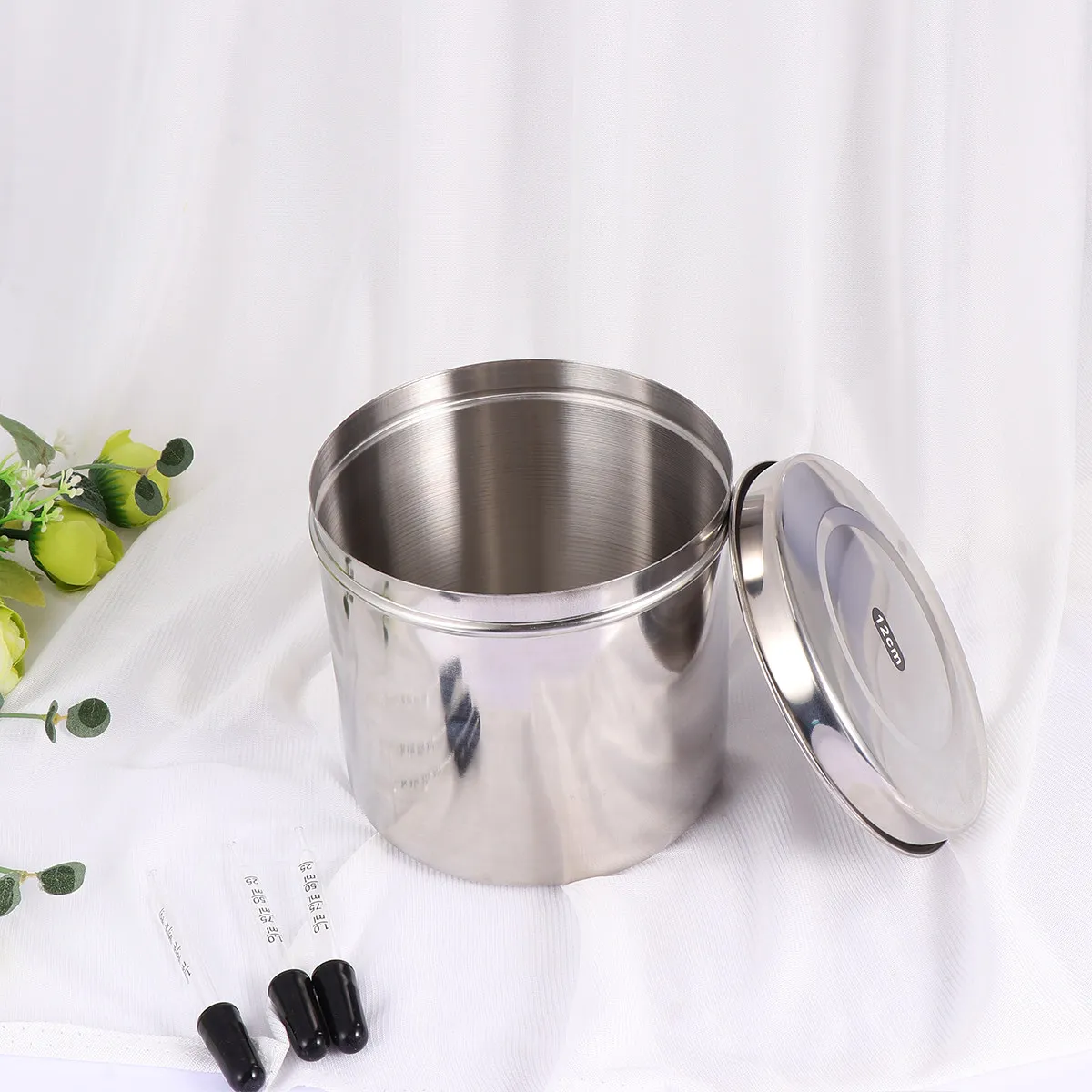 

Премиум-контейнер из нержавеющей стали для хранения маникюрных принадлежностей, стерилизационный бокс, органайзер для салона красоты с крышкой, 12 см