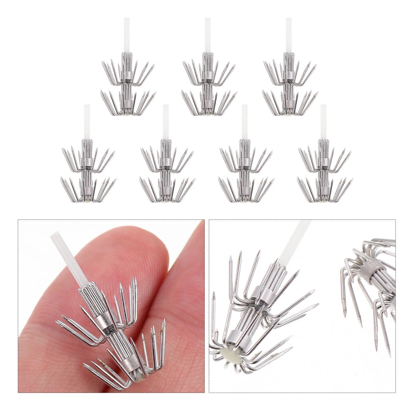 

7 Pcs Stainless Steel Umbrella Hook Fish Hooks Fishing Equipment to Feed Gear and for Catfish Bass