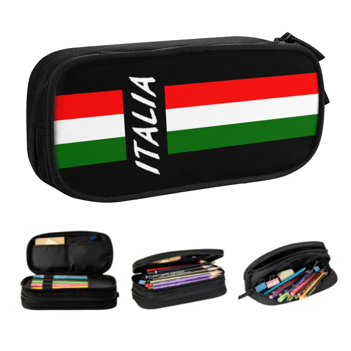 

Милый пенал с флагом Италии на заказ для девочек и мальчиков, большая вместительная итальянская гордая сумка-карандаш, школьные аксессуары