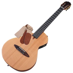 Left Hand Silent Electric Classic Guitar 39 Inch Thin Body 6 String Solid Spruce Top Classic Silent Guitar with Free Strap