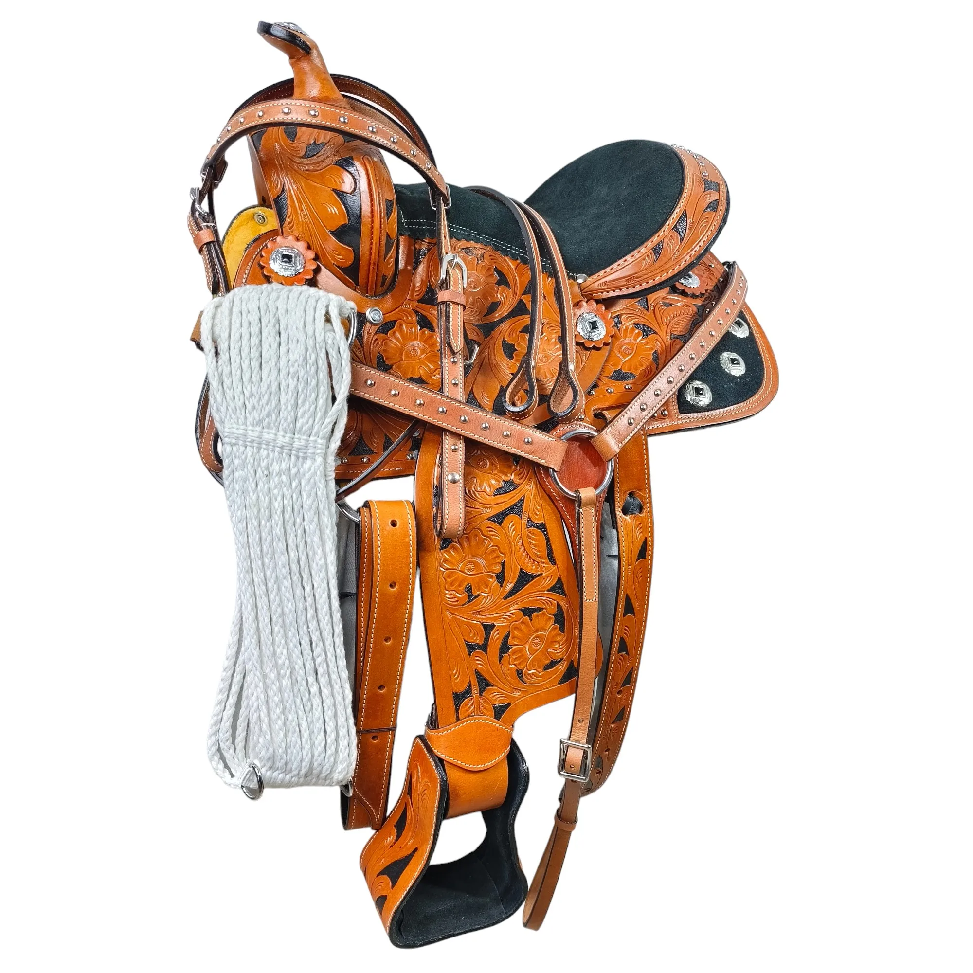 Handmade Premium Quality Leather Western Barrel Racing Horse Saddle Trail Custom Size Design Color With All Accessories Included