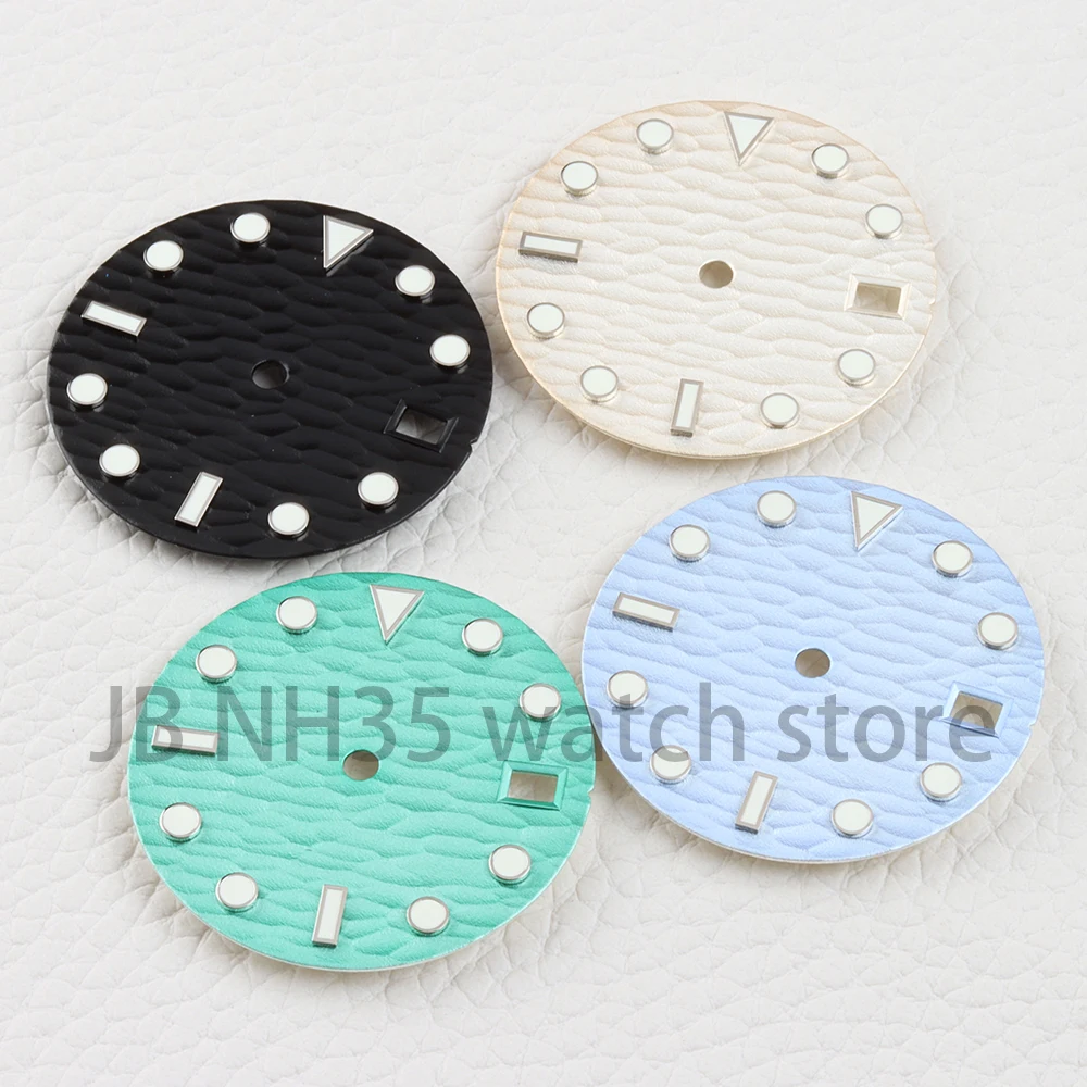 

28.5mm Dial For nh35/nh36 Movement Green Luminous Dial Hands Water Ripple Texture Surface DATEJUST Watch Modification Parts