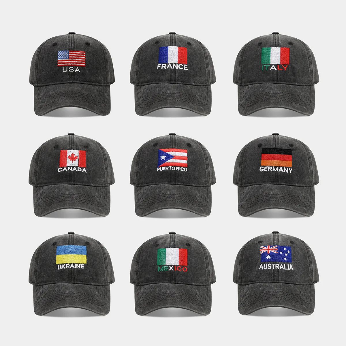 

2026 Kids Football National Team Washed Retro Baseball Caps Male and Female Fans Flag Embroidered Sun Hat Cross-border Sun Hat