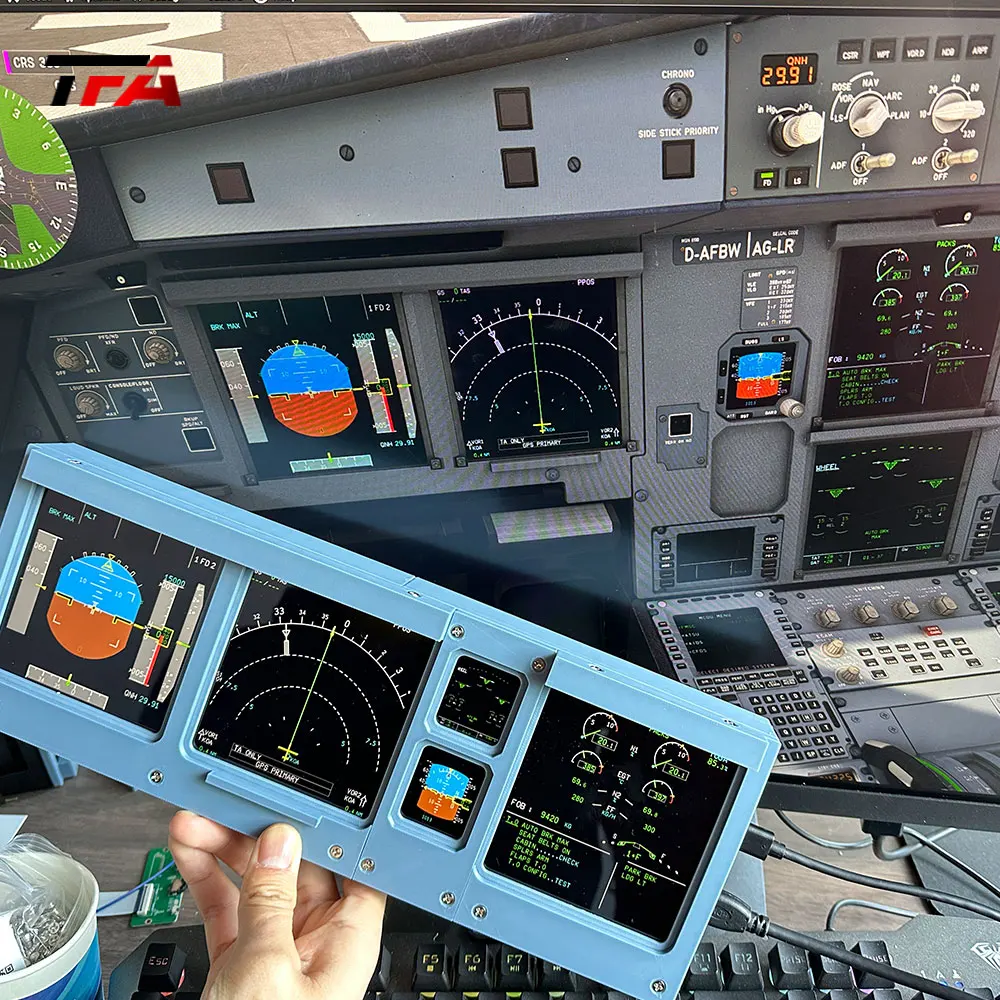 Flight Cockpit Expansion System Secondary Monitor High Resolution Instrument Panel Screen For Aviation Simulation