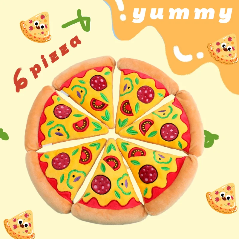 New Pizza Plush Toy Soft Stuffed Pizza Toy Make a Sound Interesting Parent-child Family Pet Toy Cute Kid Boys Girls Cat Dog Gift