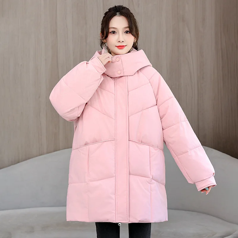 Abrigo acolchado de algodón para mujer, Parka con carácter a la moda, Chaqueta larga de invierno, abrigo cálido con capucha para mujer