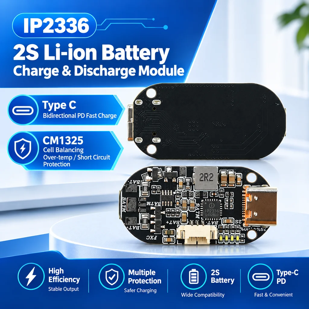 IP2336 2S Lithium Battery Charge Discharge Module Type-C PD Fast Charging CM1325 Balance,Overheating,Short-circuit Protection