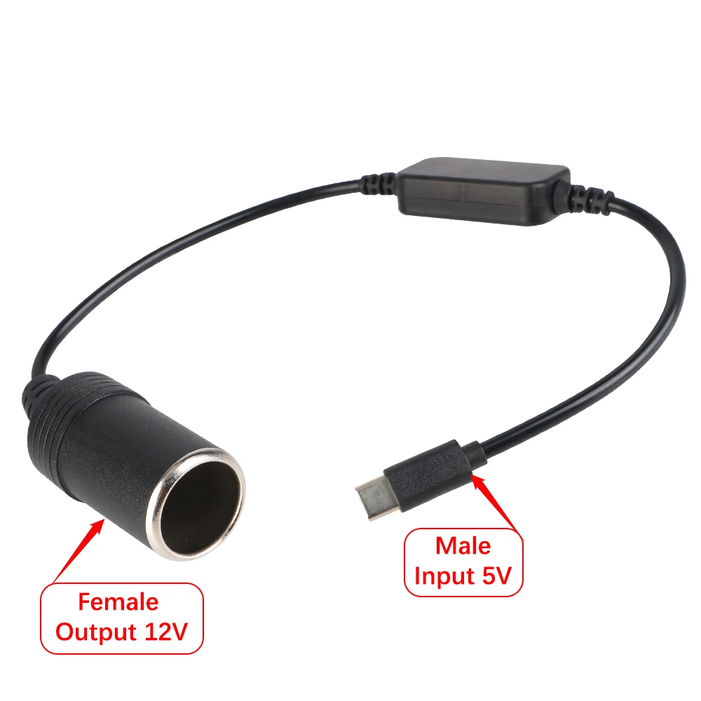 Cigarette Lighter Adapter Converter 5V USB To 12V Type C Male to Female 1pc Cigarette Lighter Socket Car Electronics Accessories