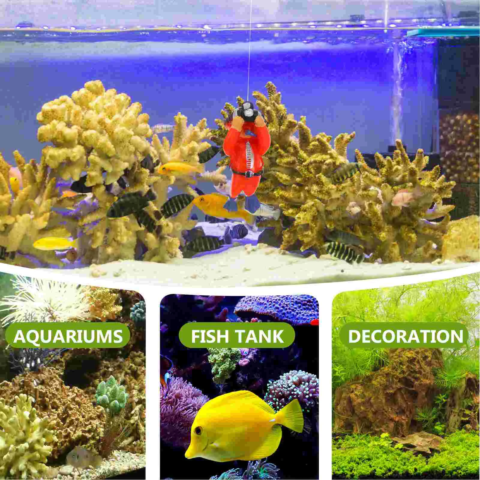 2 Pcs Fish Tank Accessories Diver Models Figurines Decorations Small Ornament Floating Divers Aquarium Tanks