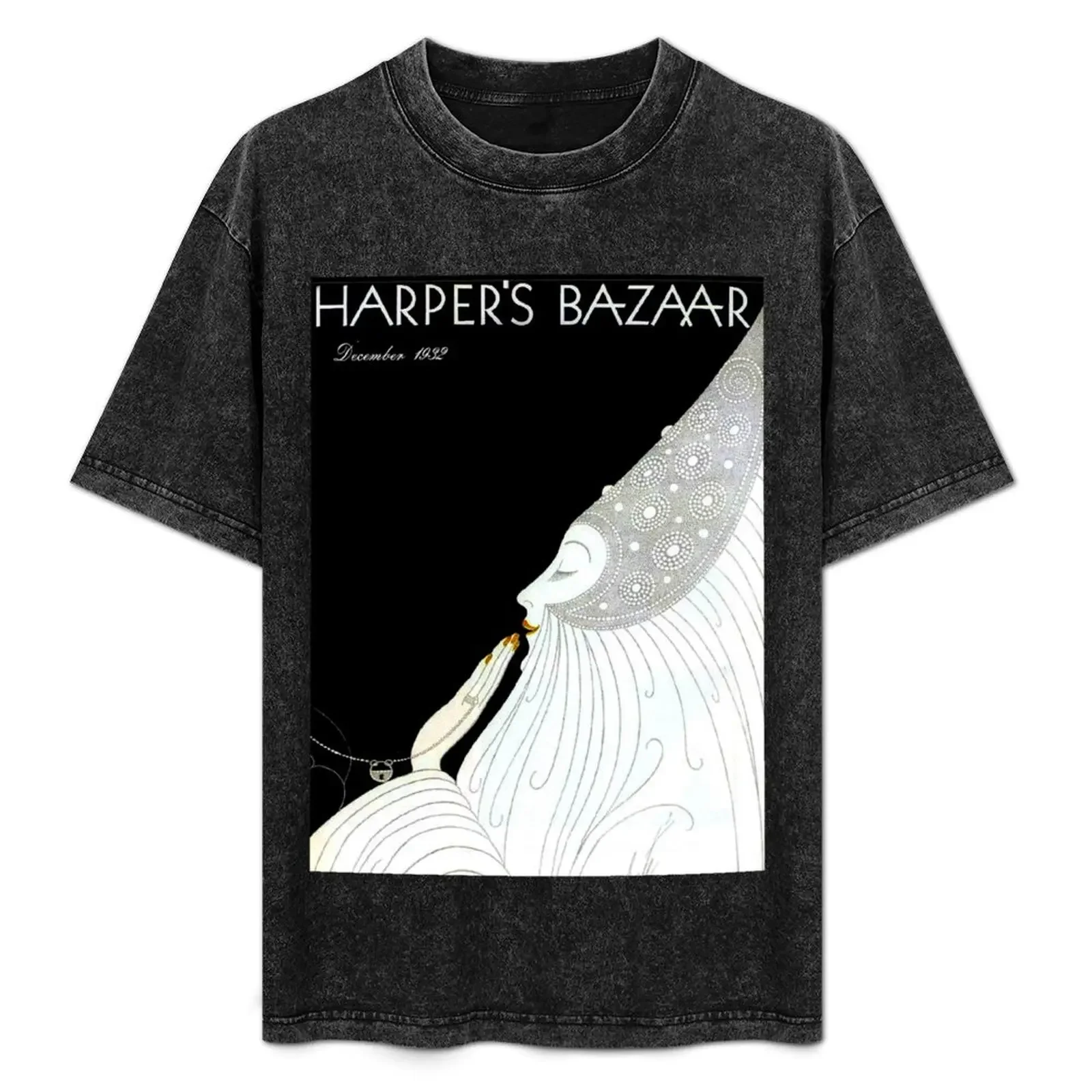 هاربرز بازار: خمر 1932 مجلة الإعلان تي شيرت مطبوع ملابس خمر أنيمي تي شيرت رجالي تي شيرت عادية أنيقة